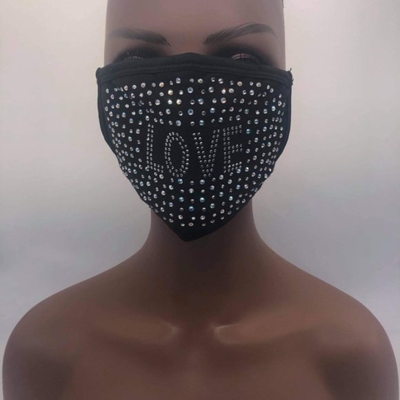 Fashion Rhinestone Love Bling Face Mask - Picture 1 of 4